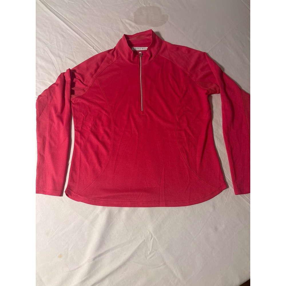 Pebble Beach 1/4 Zip Pullover Womens XL Pink Dry-Luxe Performance Golf